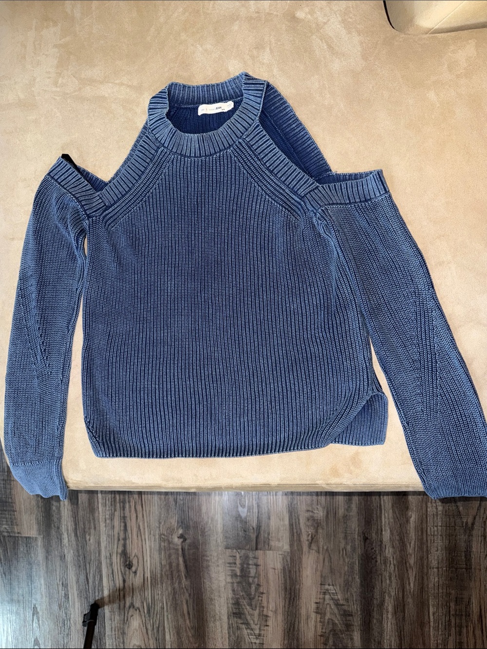 Rag & Bone Blue Cold-Shoulder Ribbed Sweater